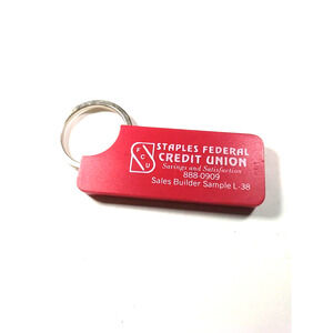 Staples Federal Credit Union FCU Red Keychain